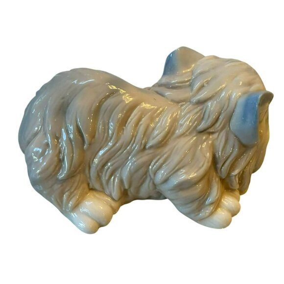 Vintage Syroco Porcelain Persian Cat Figurine Gray & Blue Glaze - Picture 4 of 5